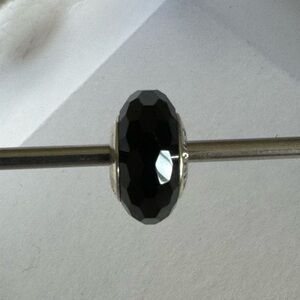 Authentic Pandora Black Faceted Murano Glass Charm Sterling Silver